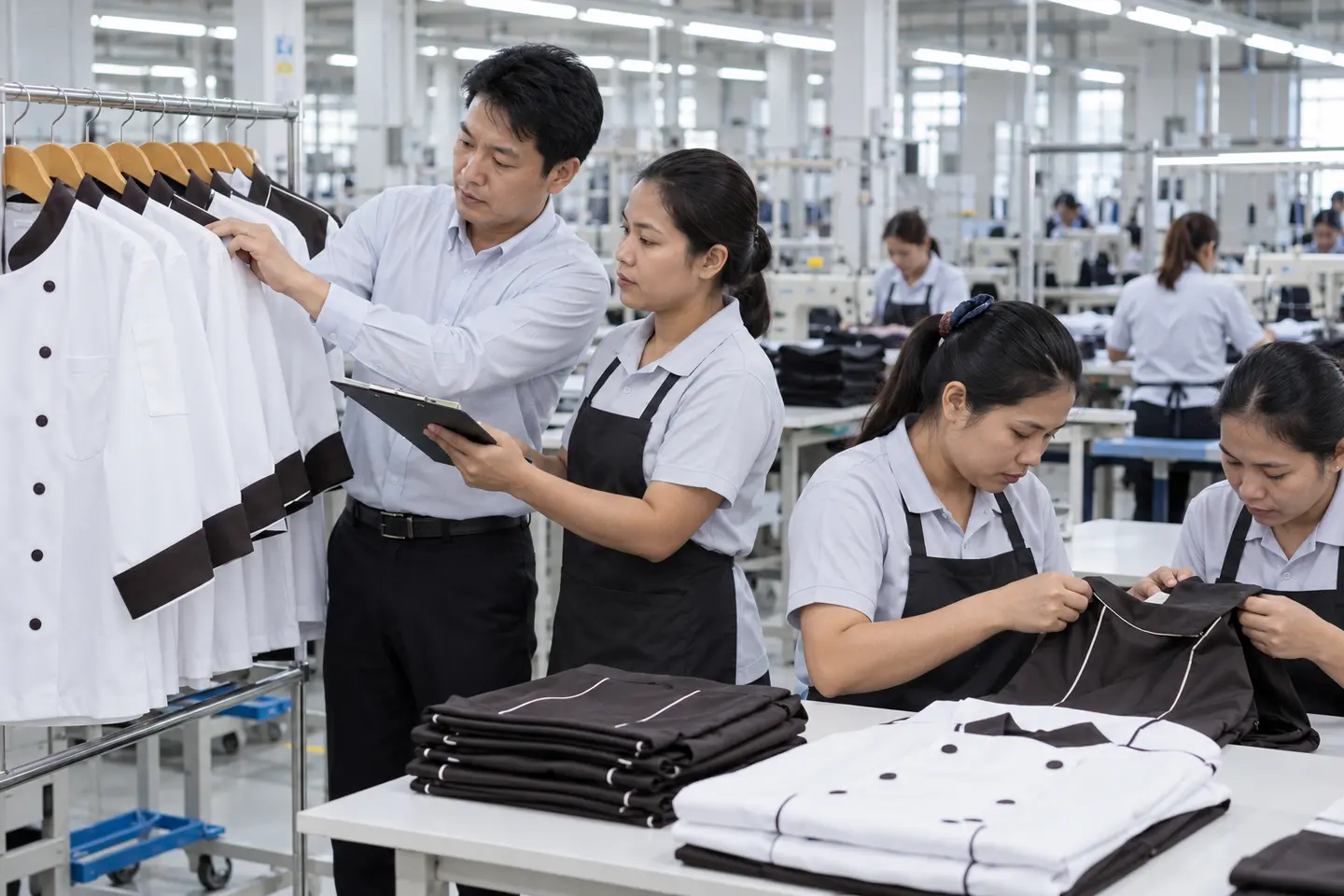 タイの日系ユニフォーム工場における品質確認（記事用イメージ）