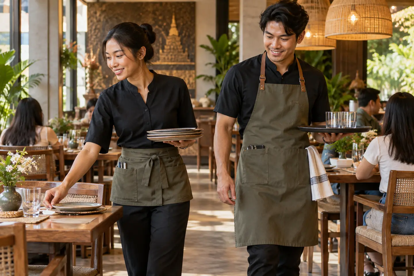 ผ้ากันเปื้อนร้านอาหารในไทยและกรุงเทพฯ | ทีมบริการและครัว