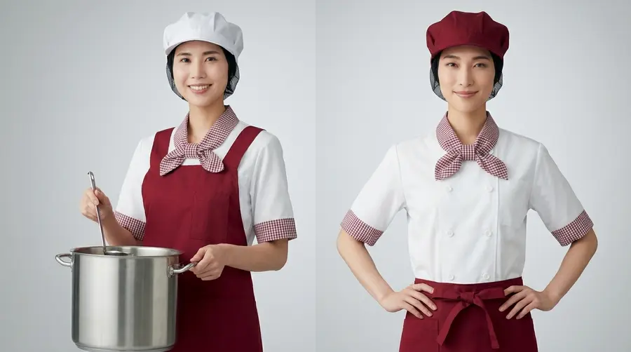 Gingham Border Professional Red Waist Apron