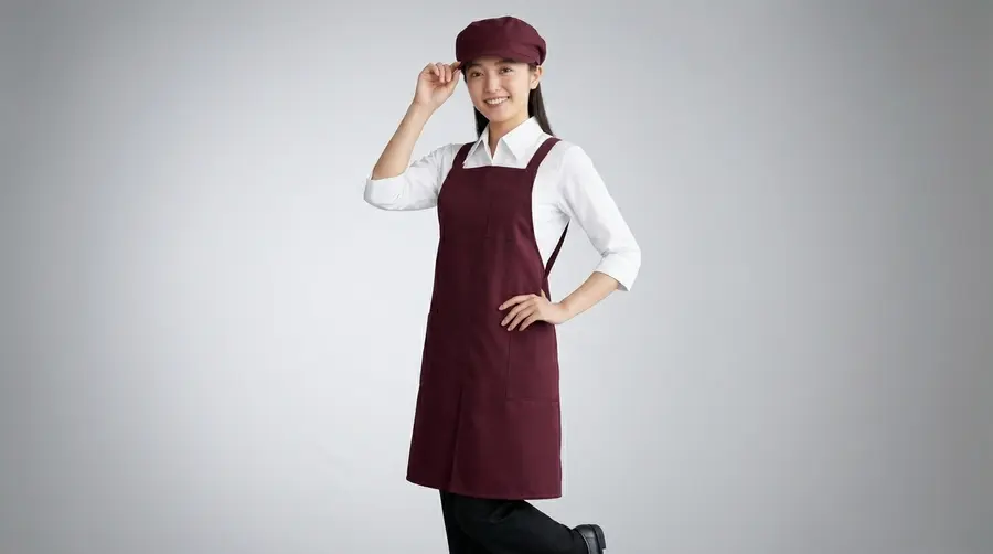 Luxury V-Back Burgundy Professional Apron