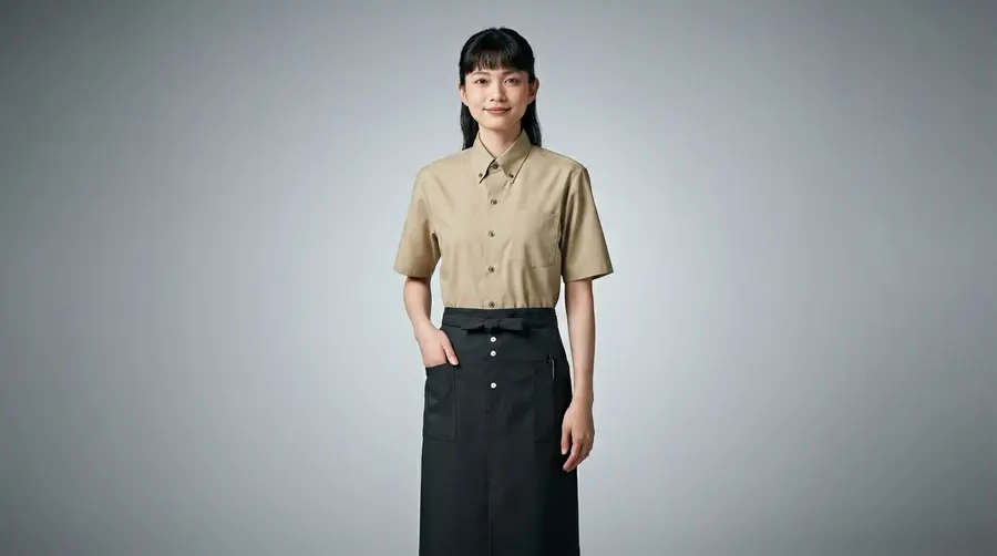 Modern Button-Detail Professional Waist Apron