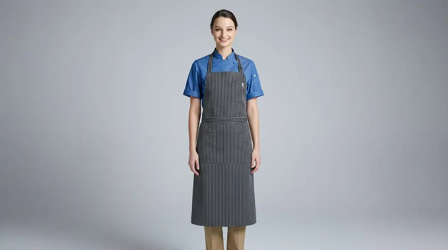 Classic Black & White Pinstripe Bib Apron