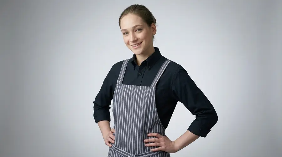 Navy Stripe Cross-Back Bib Apron