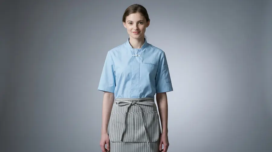 Soft Grey Stripe Modern Waist Apron