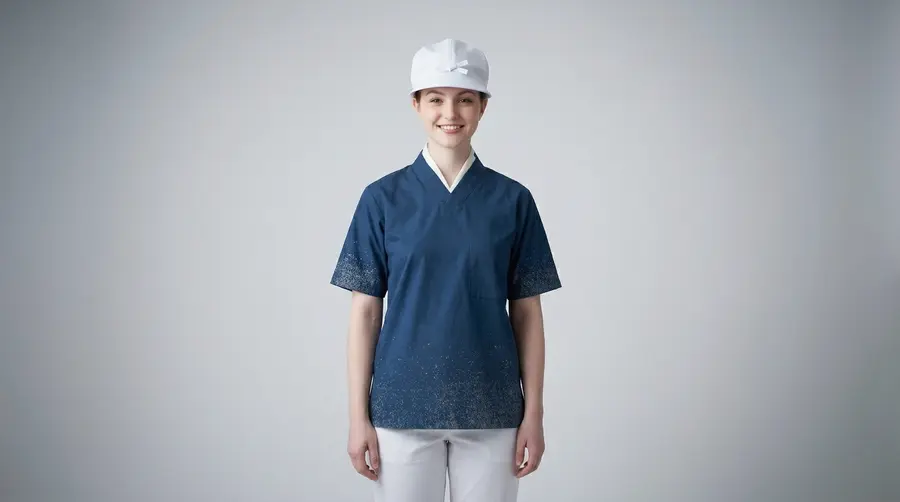 Navy Oriental V-Neck Splatter Print Shirt