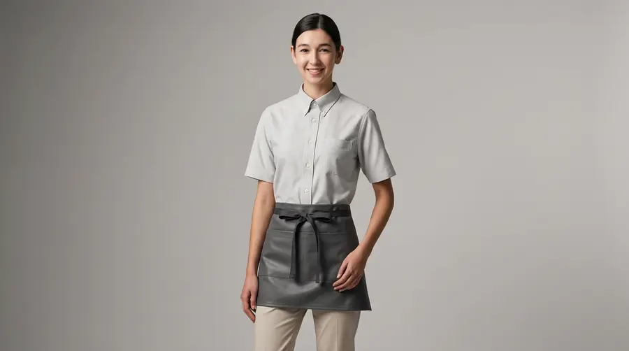 Modern Slate Grey Uniform with Charcoal Waist Apron Set