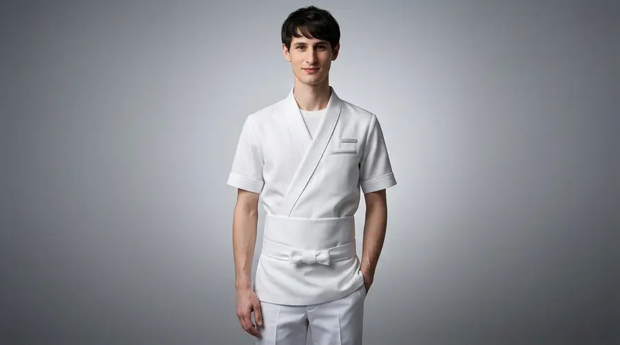 Zen Minimalist White Wrap Uniform Set