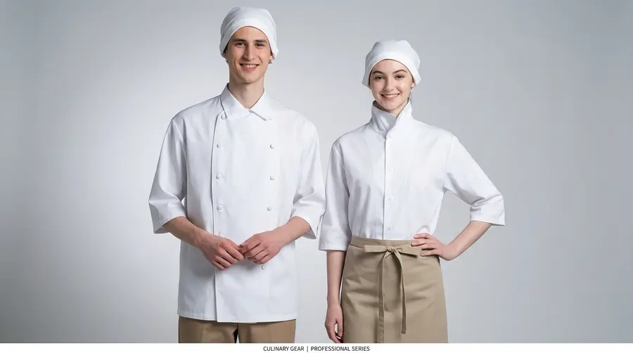 Clean Style White & Khaki Beige Uniform Set
