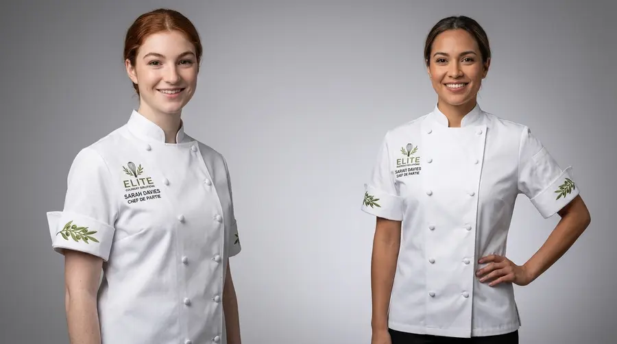 Classic White Double-Breasted Female Chef Uniform