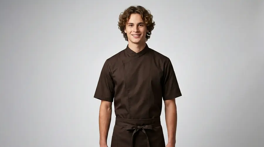 Luxury Chocolate Brown Asymmetric Wrap Uniform