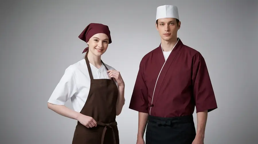 Contemporary Asian Uniform Set – Maroon & White Red-Trim