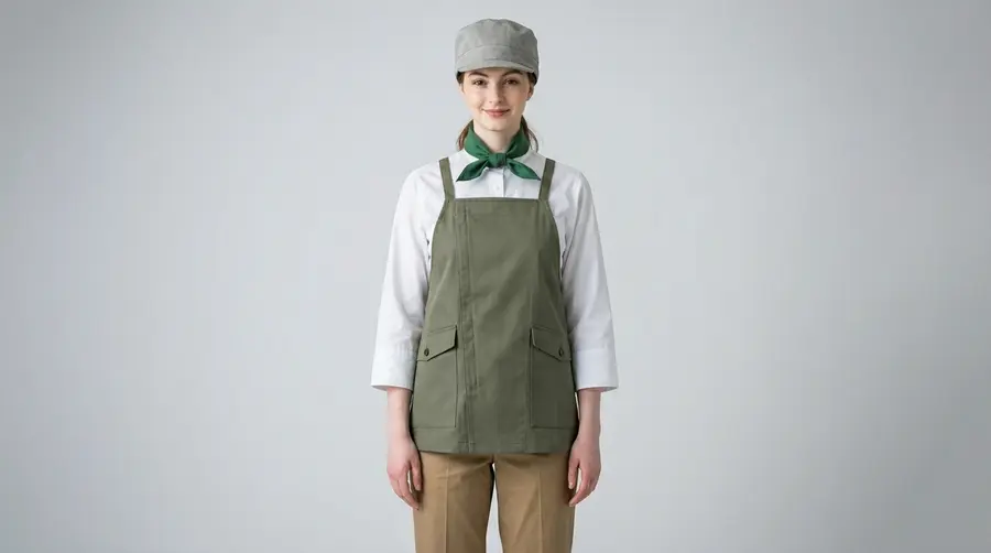 Olive Green Earth-Tone Cafe Apron Set
