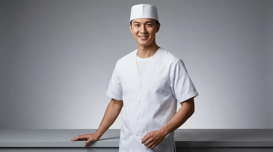 Modern Minimalist White Japanese Chef Uniform