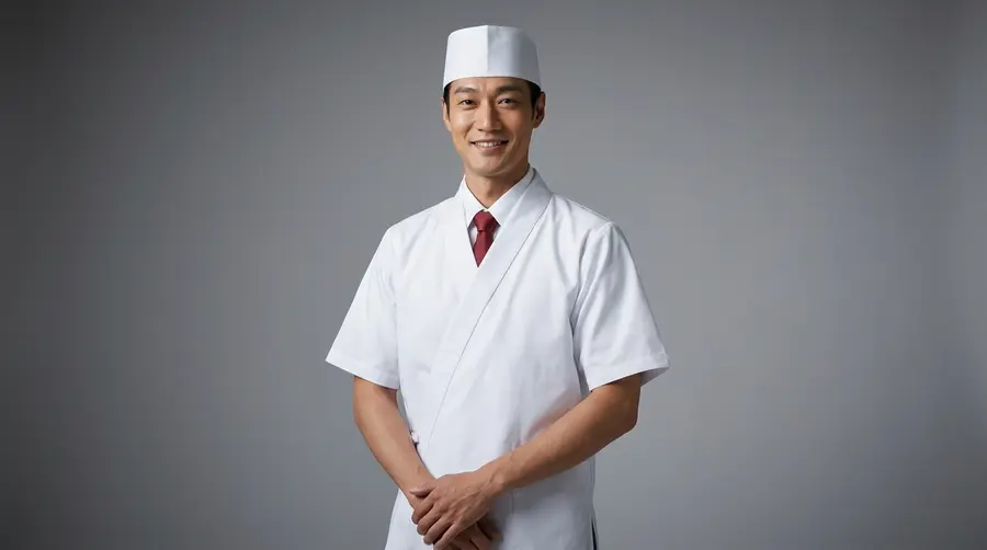 Premium White Asian Wrap Uniform with Red Tie