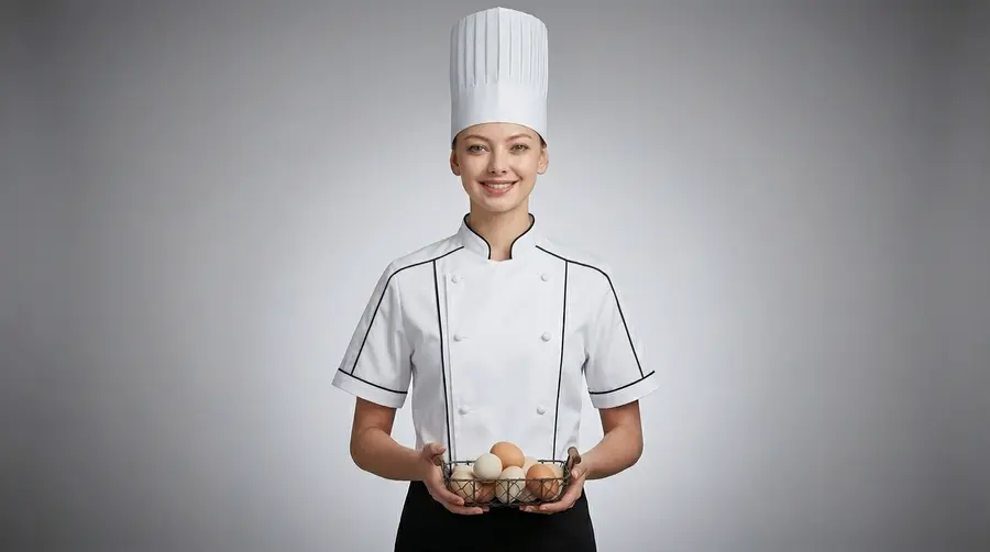 Professional White Chef Jacket with Black Contrast Piping