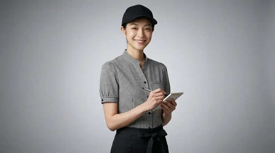 Modern Black & White Gingham Check Cafe Uniform