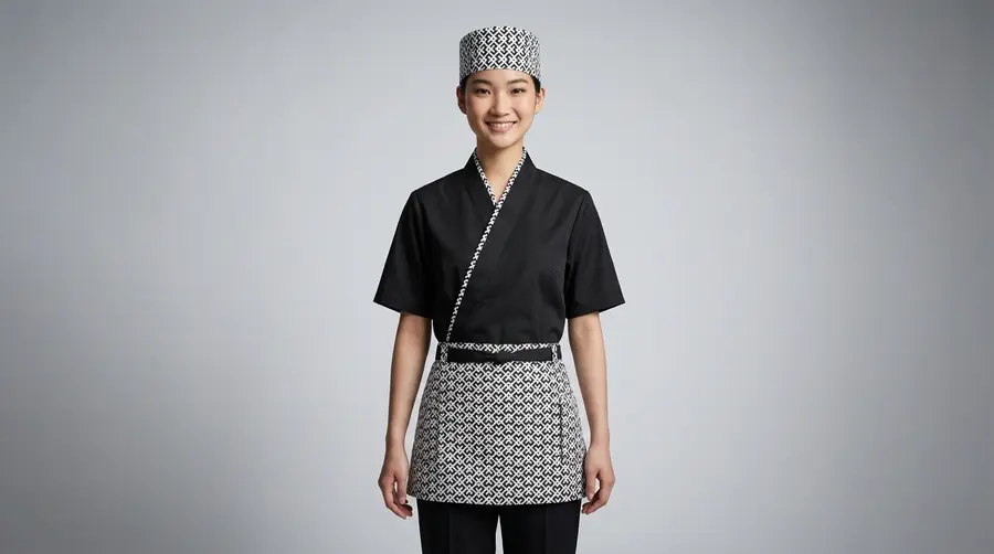 Modern Black Japanese Uniform with Geometric Pattern