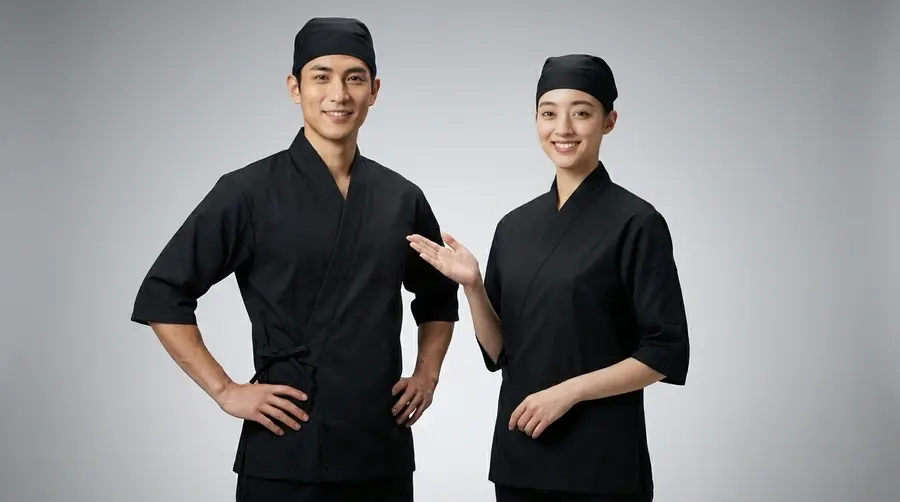 Modern Black Kimono Service Shirt