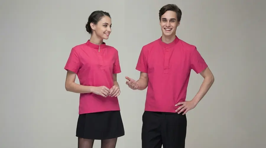 Vibrant Fuchsia Mandarin Service Shirt