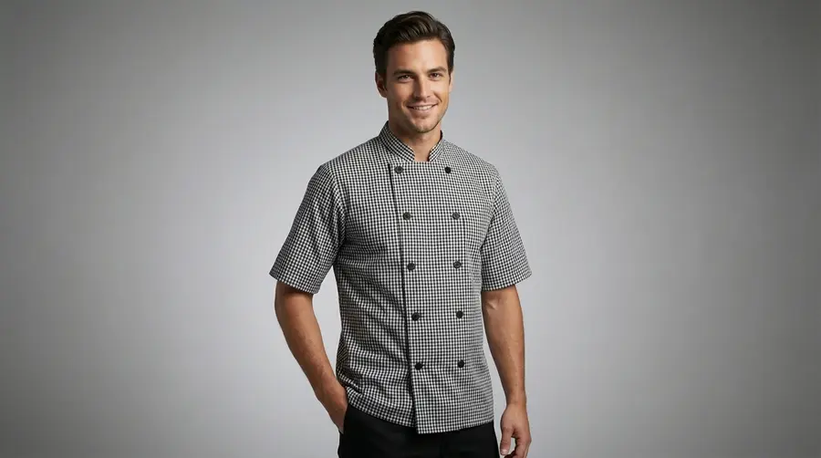 Classic Black & White Checkered Chef Jacket
