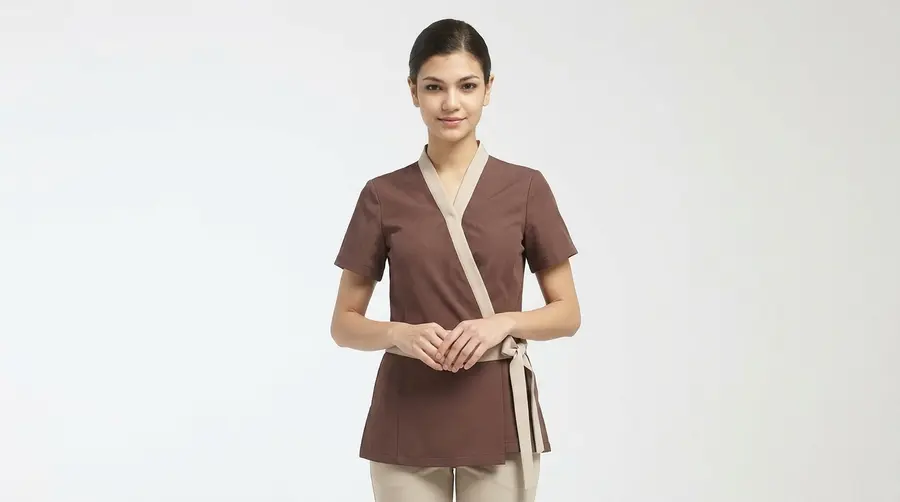 Two-Tone Brown Wrap Service Shirt