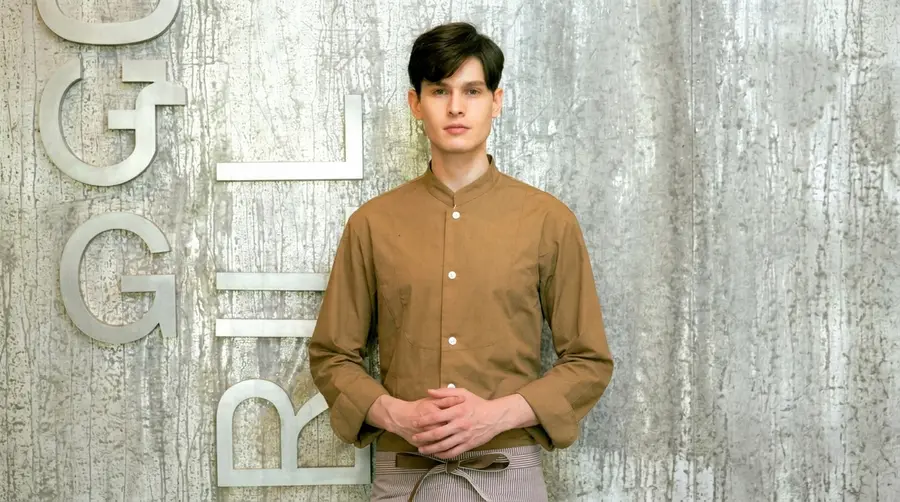 Caramel Brown Mandarin Collar Shirt