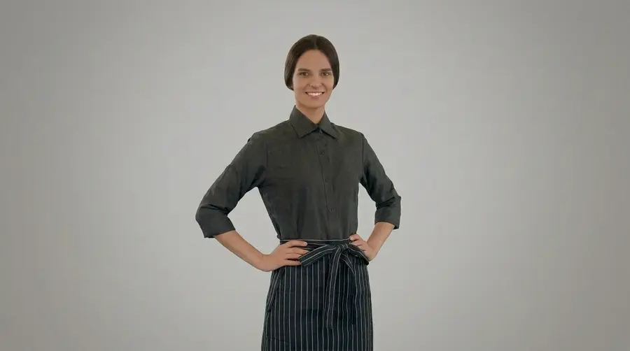 3/4 Sleeve Service Shirt with Pinstripe Apron