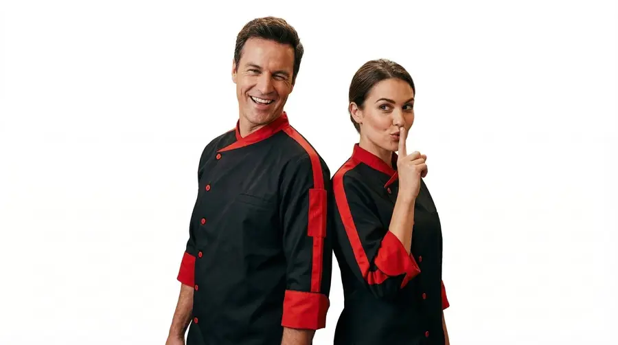 Black & Red Dynamic Long Sleeve Chef Jacket
