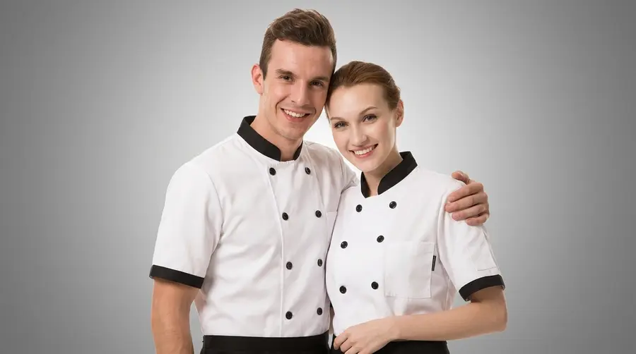 Modern Contrast Trim Short Sleeve Chef Jacket